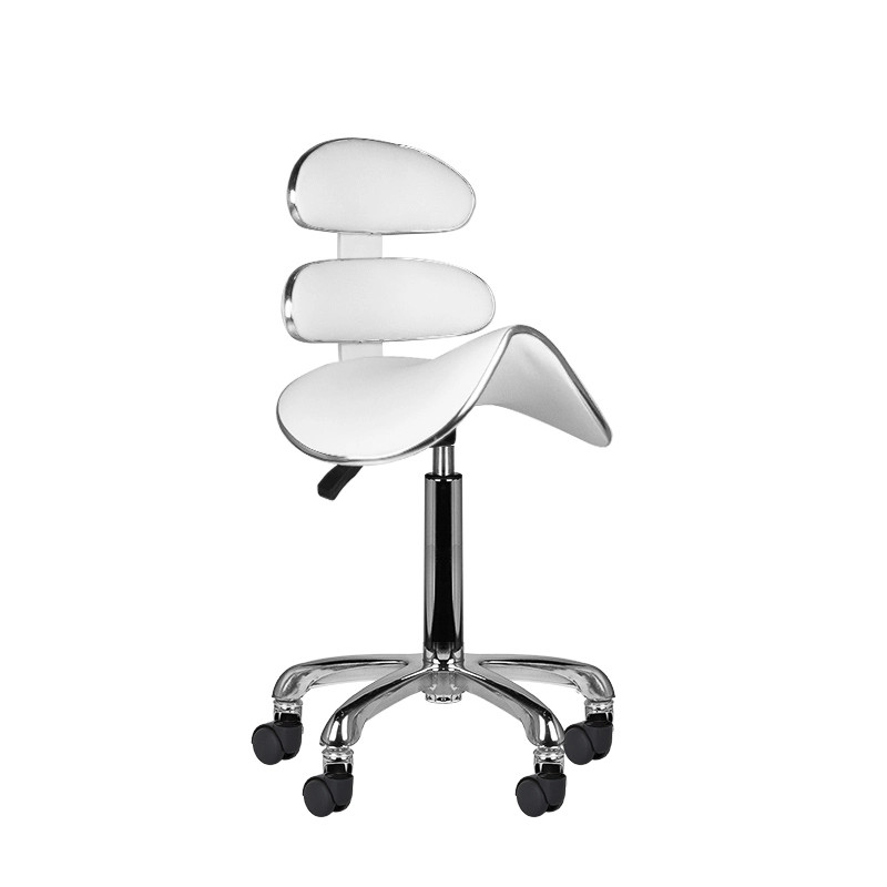 Meistro kėdė balno tipo AM-880, balta | Ergonomiška ir patogi kėdė salonui
