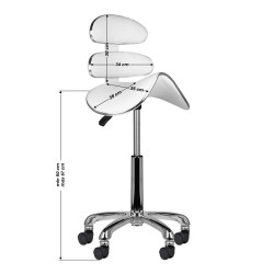Meistro kėdė balno tipo AM-880, balta | Ergonomiška ir patogi kėdė salonui
