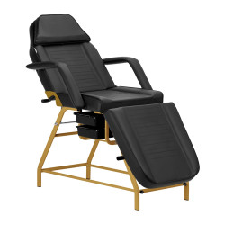 Mechaninis kosmetologinis krėslas 557G, juodas-auksinis
