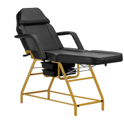 Mechaninis kosmetologinis krėslas 557G, juodas-auksinis