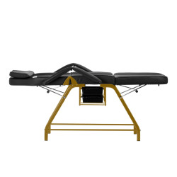 Mechaninis kosmetologinis krėslas 557G, juodas-auksinis