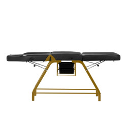 Mechaninis kosmetologinis krėslas 557G, juodas-auksinis