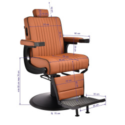 Barber kėdė Gabbiano Levi, ruda – profesionalams