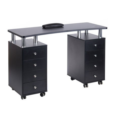 Profesionalus manikiūro stalas BD-3425 (juodas) – moderni elegancija ir stabili darbo vieta nagų meistrui