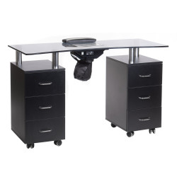 Profesionalus manikiūro stalas BD-3425-1+P (juodas) – moderni elegancija ir integruota apsauga švariam meistro darbui