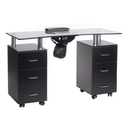 Profesionalus manikiūro stalas BD-3425-1+P (juodas) – moderni elegancija ir integruota apsauga švariam meistro darbui