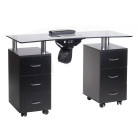 Profesionalus manikiūro stalas BD-3425-1+P (juodas) – moderni elegancija ir integruota apsauga švariam meistro darbui