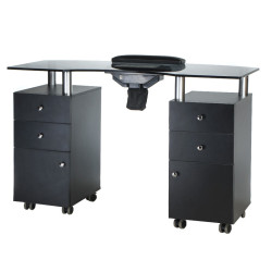 Profesionalus manikiūro stalas BD-3453+P (juodas) – moderni elegancija ir integruotas funkcionalumas jūsų salonui