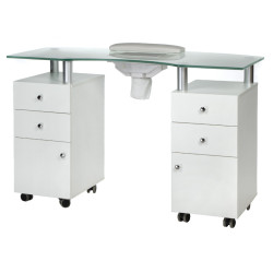 Profesionalus manikiūro stalas BD-3453+P (baltas) – moderni elegancija ir integruotas funkcionalumas jūsų salonui