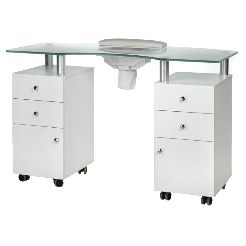 Profesionalus manikiūro stalas BD-3453+P (baltas) – moderni elegancija ir integruotas funkcionalumas jūsų salonui