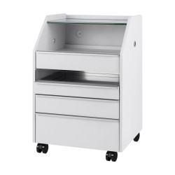 Kosmetologinis vežimėlis 984 baltas su stalčiais