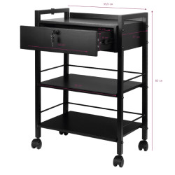 Kosmetologinis staliukas Pro Ink 1019A juodas salonams