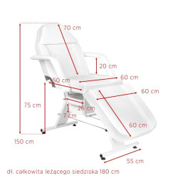 Mechaninis kosmetologinis krėslas Basic 202, baltas