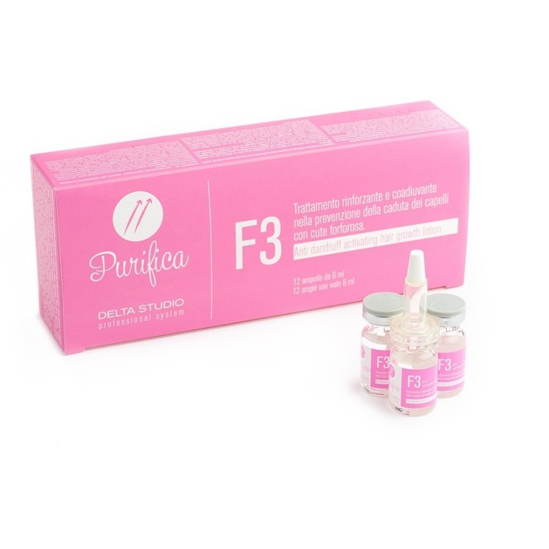 Delta Studio Purifica F3 – intensyvus serumas nuo pleiskanų (12x6 ml)