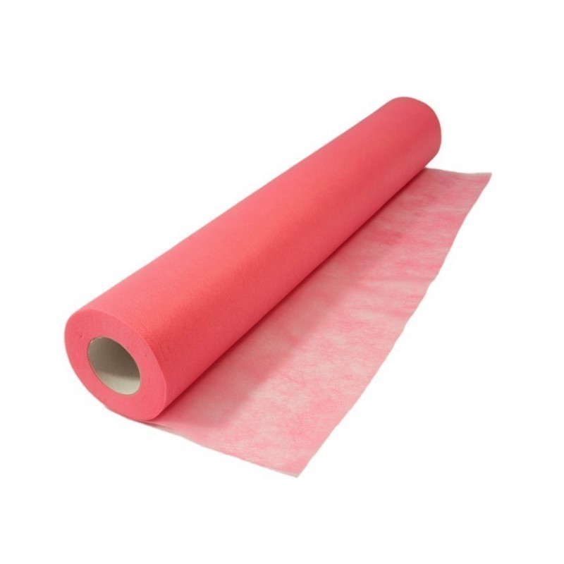 Vienkartinė rožinė flizelino paklodė rulone (60 cm x 50 m) – storesnio audinio, aukštos kokybės