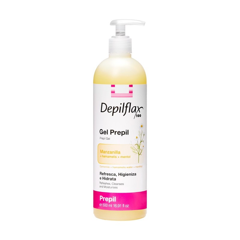 Gelis prieš depiliaciją Depilflax (500 ml) – odos paruošimas, nuraminimas ir geresnis vaško sukibimas